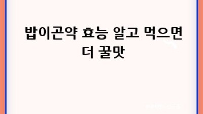 🍚 칼로리 걱정 끗! 밥이곤약 완벽 가이드 (꿀팁 대방출) ✨